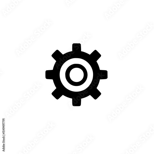 Modern black icon of a gear symbolizing engineering, technology, and machinery concepts for digital design