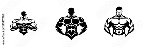 Strong black icons representing muscular physique and dedication to fitness and strength training