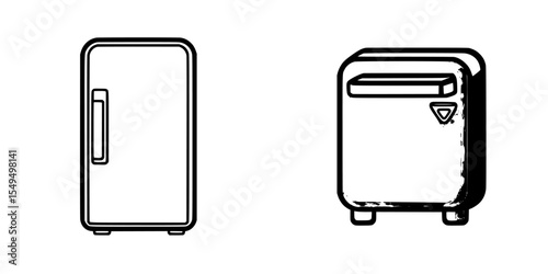 Set of black fridge icons designed in a minimalist style for use in digital applications or print materials