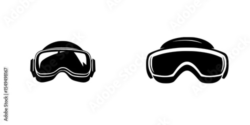 Set of black and white ski goggles icons, perfect for winter sports themes and designs for websites or print media