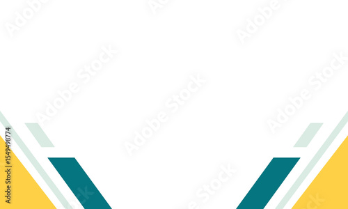 Modern abstract background featuring teal diagonal lines and yellow side accents forming a V shape at the bottom, leaving ample white space. Great for presentations, flyers, or templates.