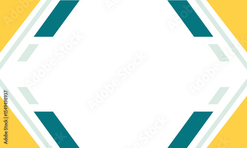 Geometric abstract background featuring diagonal teal and yellow shapes forming a hexagonal frame on a white backdrop. Perfect for presentations, flyers, digital ads, and clean layout templates.