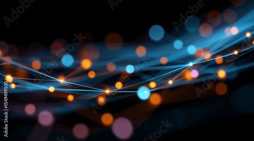 A beauty futuristic abstract background in a high-tech style. Shining lines and patterns resembling neural networks, connections, and digital circuits.	