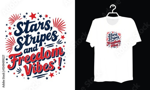 Bold Red White and Blue Freedom Vibes Vector Illustration for Creative Projects