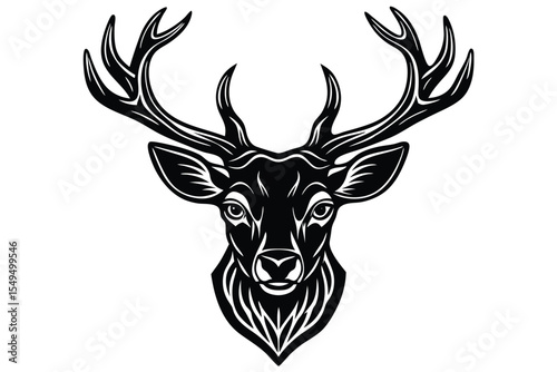 Isolated deer head shows an elegant wildlife appearance within a stylistic outline