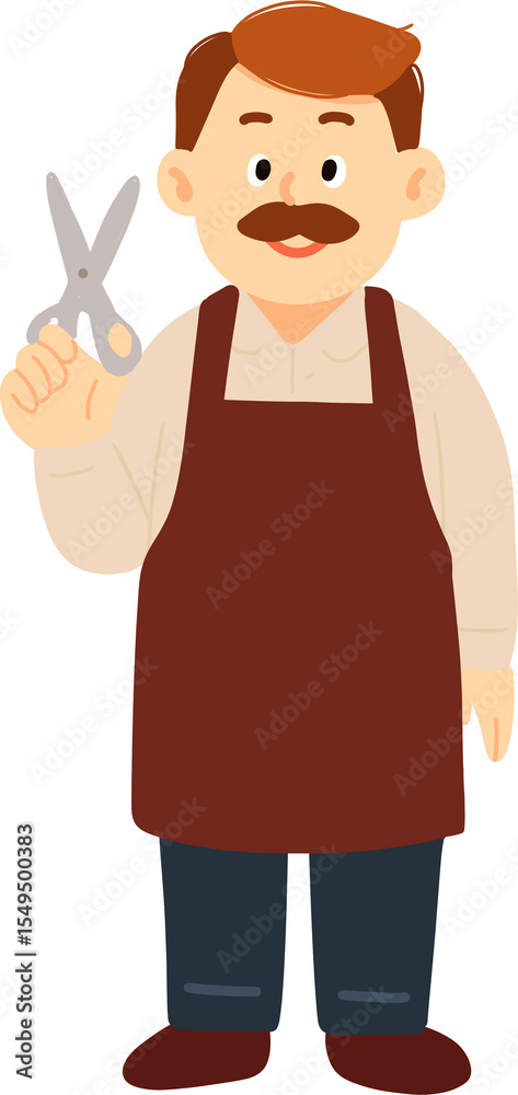 Fototapeta premium Male Barber with Scissors