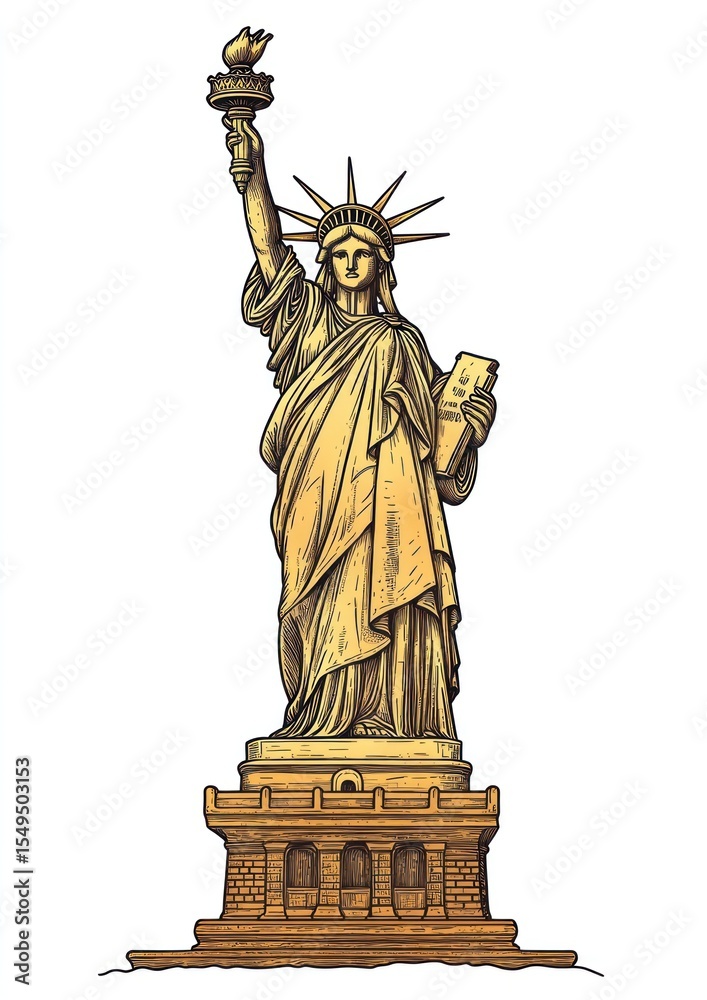 Fototapeta premium A statue of liberty art illustration landmark.