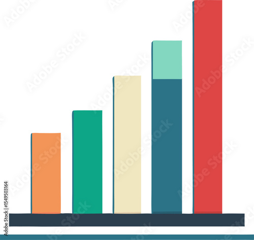 This business graph, a 3D bar chart with an upward arrow, illustrates financial market growth and success, ideal for investment reports and marketing