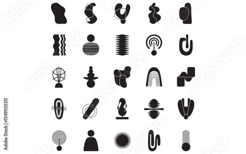 Silhouette Abstract Minimal Mid-Century Vector Set – Geometric Line Art for Wall Art & Decor