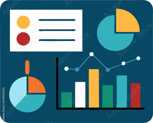 Infographic business icon vector set with charts, graphs, and design elements for data illustration