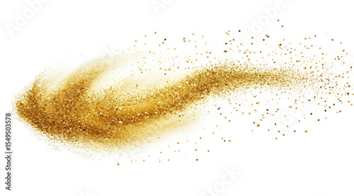 Golden powder explosion, swirling, abstract
