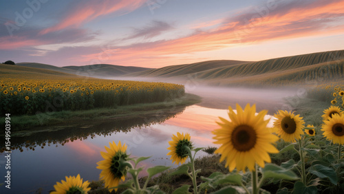 Sunflowers in the early morning