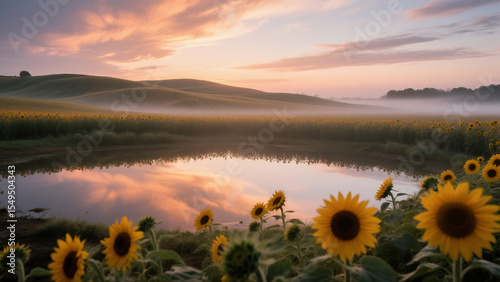Sunflowers in the early morning