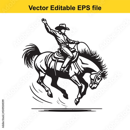 Wallpaper Mural Dynamic Black and White Illustration of a Cowgirl Riding a Galloping Horse with Lasso Raised in Action and Determination in a Vector Editable Format Torontodigital.ca