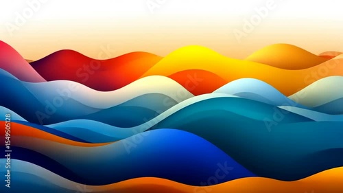 Abstract Landscape: Vibrant Hues of Mountains and Waves