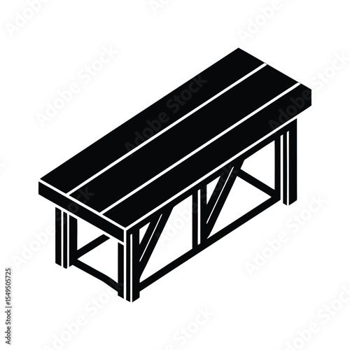 Simple Wooden Bench Design Isometric Vector Illustration