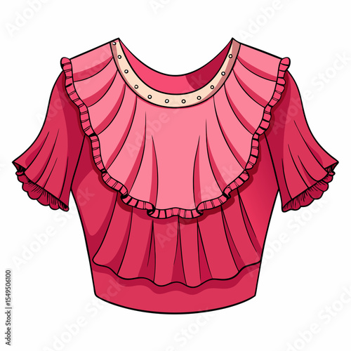 Stylish Ruffle Blouse Vector