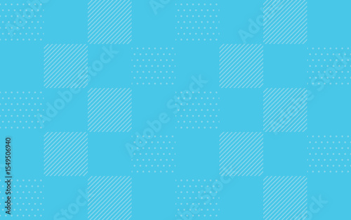 水色のドットとストライプ柄のタイルの背景イラスト