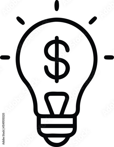 An icon of a light bulb with a dollar sign symbolizes a bright idea for business and financial success