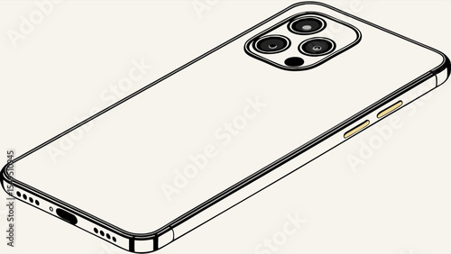 Isometric View of a Modern Smartphone with Triple Camera System.