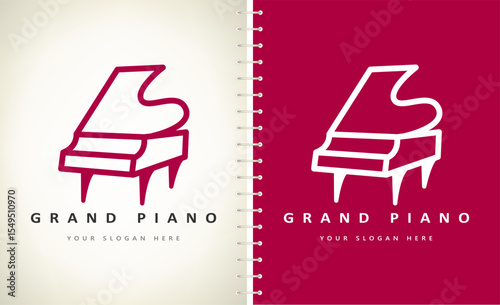 Grand piano logo vector. Musical instrument design