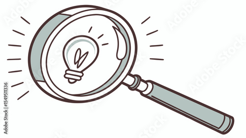 Magnifying Glass Focusing on a Lightbulb Idea.