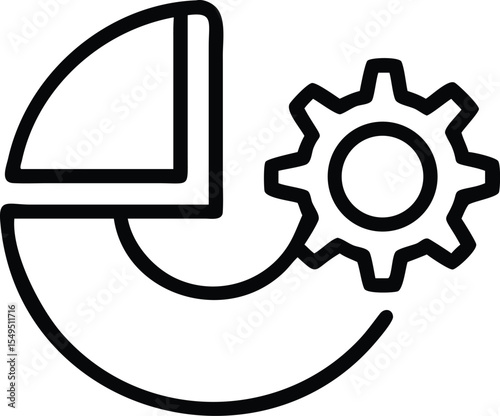 A vector illustration of a gear icon on a metal internet button, symbolizing technology, engineering, and mechanical industry