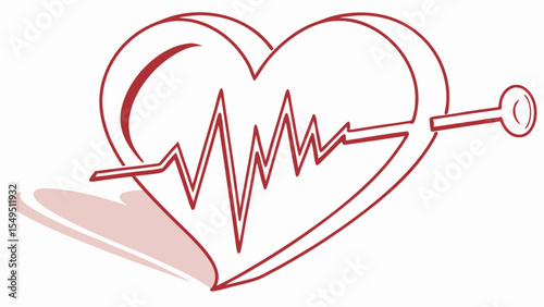 Stylized Heart with EKG Line and Syringe Illustration.