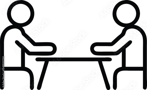 Teamwork Collaboration Meeting Discussion Icon Outline Style Vector Illustration