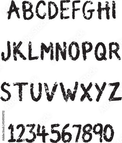 Charcoal Crayon typography font lettering ABC cartoon vector text
