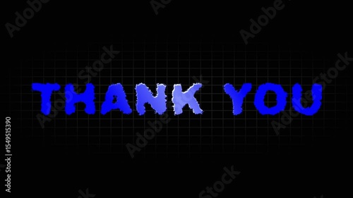 blue color thank you word text animation. 4k motion graphic on transparent background.