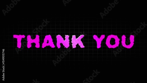 pink color thank you word text animation. 4k motion graphic on transparent background.