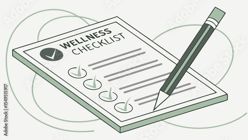 Wellness Checklist with Pencil for Healthy Lifestyle Planning.