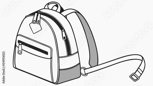 Stylish Outline of a Modern Backpack.
