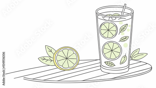 Refreshing LemonLime Drink with Mint.