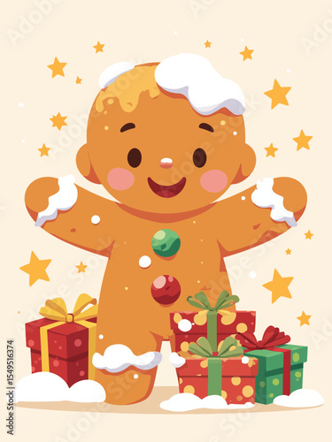 christmas ginger man with gingerbread cookies vector illustration