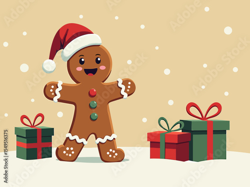 christmas ginger man with gingerbread cookies vector illustration