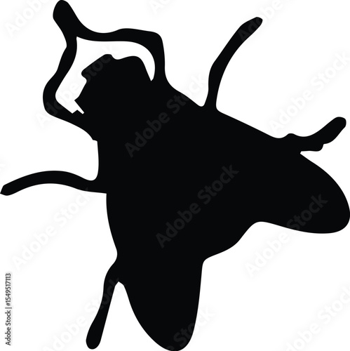 Black fly silhouette isolated on transparent background