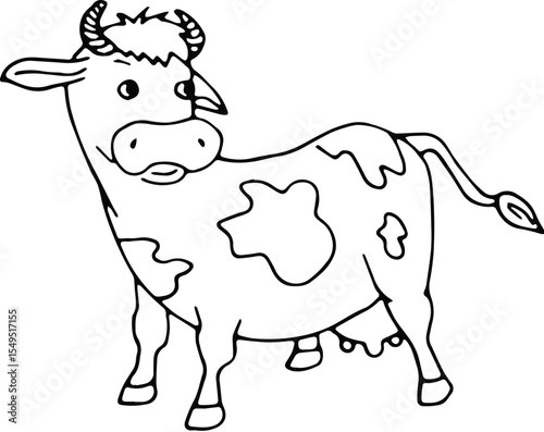 Cartoon cow isolated on transparent background