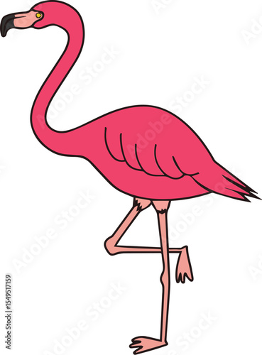 Pink flamingo isolated on transparent background