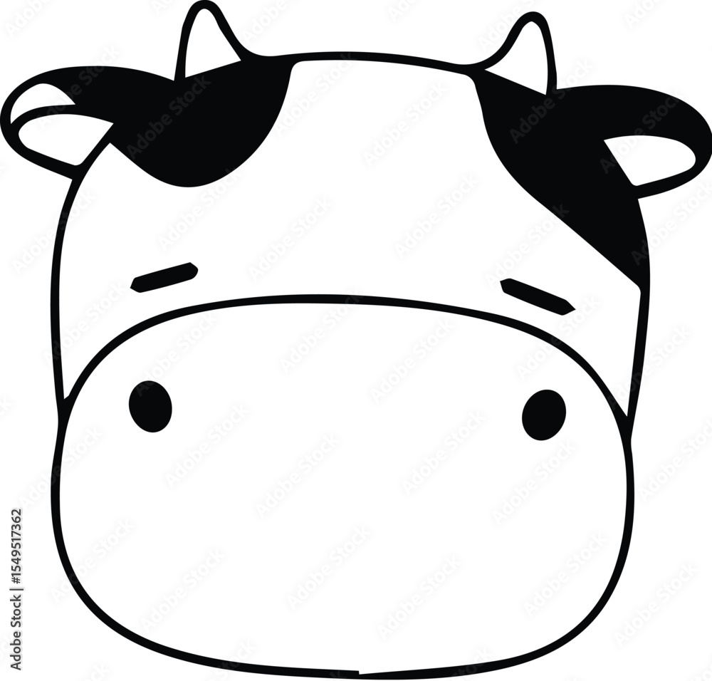 Cartoon cow face with black spots isolated on transparent background Cartoon cow face with black spots isolated on transparent background