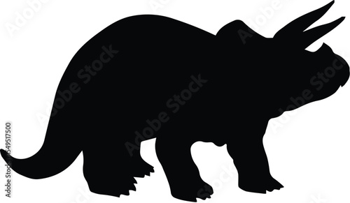 Silhouette of a triceratops dinosaur isolated on transparent background