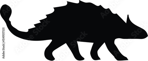 Silhouette of an ankylosaurus dinosaur isolated on transparent background
