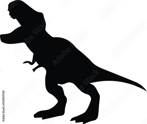 Black tyrannosaurus rex silhouette isolated on transparent background