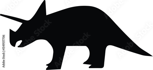 Black triceratops silhouette isolated on transparent background