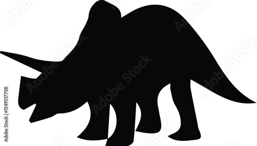 Triceratops dinosaur silhouette isolated on transparent background in black