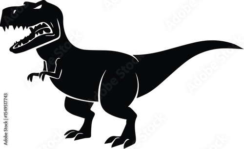 Black silhouette of a tyrannosaurus rex isolated on transparent background