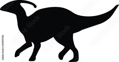 Silhouette of a parasaurolophus dinosaur isolated on transparent background