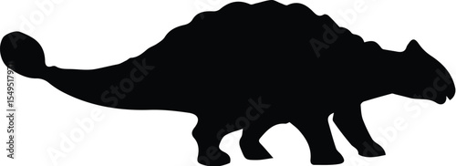 Ankylosaurus dinosaur silhouette isolated on transparent background