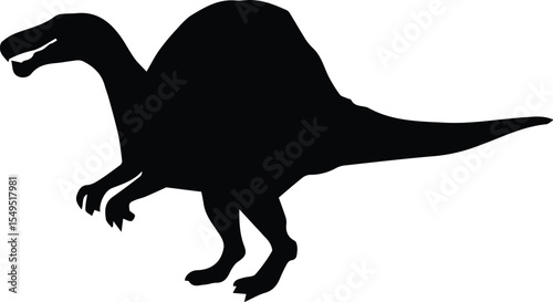 Silhouette of a spinosaurus dinosaur isolated on transparent background